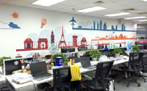 福安教你设计办公室墙绘的方法。